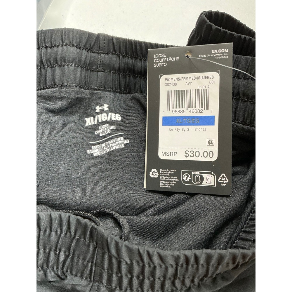 Under Armour Fly By 3" Shorts Womens XL Black Running Athletic Training 1382438 - Picture 3 of 3
